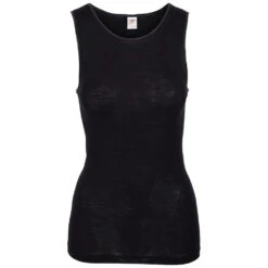 IRIS ULL SILKE SINGLETT KORT ARM - SVART