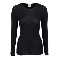 IRIS ULL SILKE TRØYE MED LANG ARM - SVART