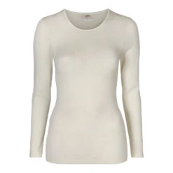 IRIS ULL SILKE TRØYE MED LANG ARM - KREM HVIT