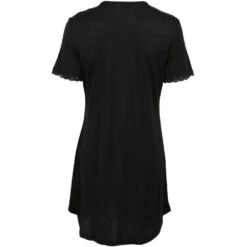 PURE SILK NATTKJOLE KORT ARM MED BLONDE - SVART -Undertoy Salgsbutikk 1789145 pure silk nattkjole