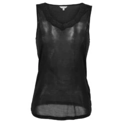 PURE SILK TRØYE MED BLONDER OG BRED STROPP - SVART -Undertoy Salgsbutikk 1789184 pure silk troye med blonder og bred stropp