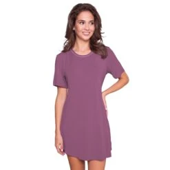 BAMBUS NATTKJOLE KORT ARM - LILLA -Undertoy Salgsbutikk 5401039 nattkjole kort arm lilla