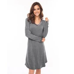 BAMBUS NATTKJOLE LANG ARM - GRÅ -Undertoy Salgsbutikk 5401148 nattkjole lang arm gra