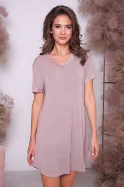 BAMBUS NATTKJOLE KORT ARM - ROSA