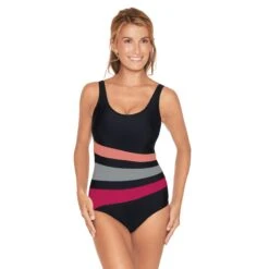 BIANCA BADEDRAKT - SVART OG RØD