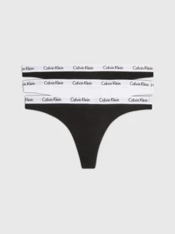 Calvin Klein 3 PK STRING TRUSER - SVART OG HVIT